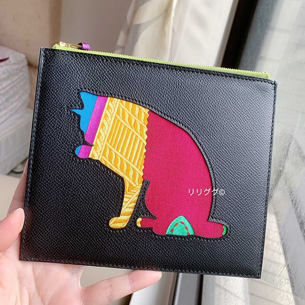 可愛い(エルメス)プティアッシュ スーパーコピー☆レザー ポーチ☆猫