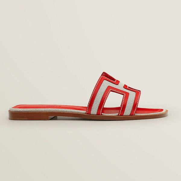 エルメス＊Oran sandal 偽物 オラン レザー＆キャンバス サンダル＊送込H221105Z 48