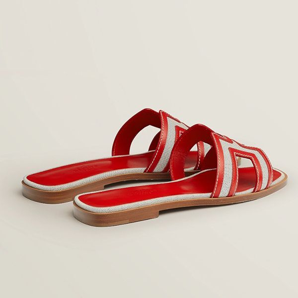 エルメス＊Oran sandal 偽物 オラン レザー＆キャンバス サンダル＊送込H221105Z 48
