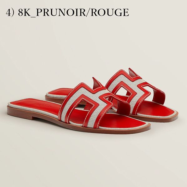 エルメス＊Oran sandal 偽物 オラン レザー＆キャンバス サンダル＊送込H221105Z 48