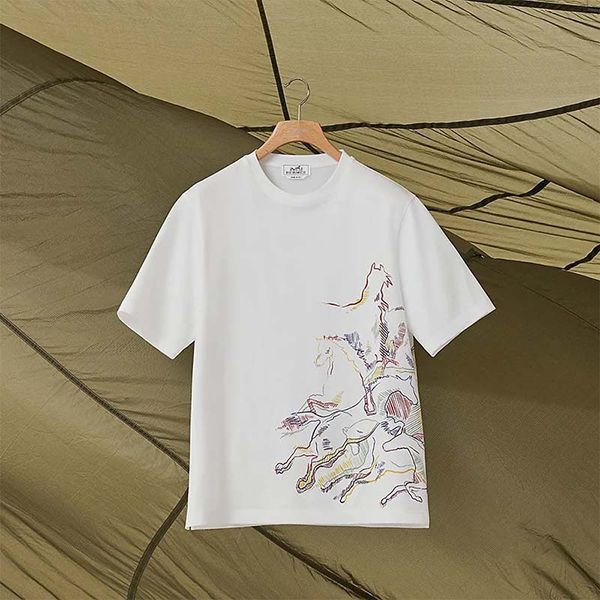 エルメス Cavalcade ロゴTシャツ コピーN級品半袖 コットン 偽物 新色☆希少H257830HA90SM