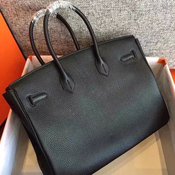 バーキン 超n品 エルメス バーキン コピー 25cm ハンドバッグ ブラック×シルバー金具 トゴ Q刻印