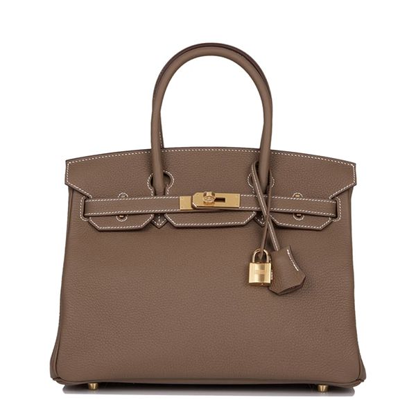 エルメス バーキン 偽物 30 cm ハンドバッグ ブラック×ゴールド金具 トリヨンクレマンス Q刻印 エルメス Birkin バッグ選べる多色