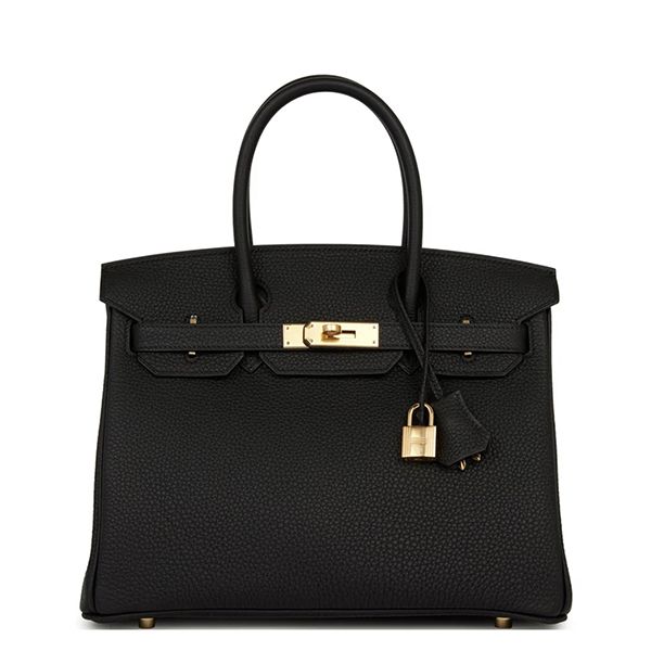 エルメス バーキン 偽物 30 cm ハンドバッグ ブラック×ゴールド金具 トリヨンクレマンス Q刻印 エルメス Birkin バッグ選べる多色