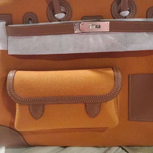 エルメス バーキン カーゴ コピー 35cm/トワルアッシュ×スイフト/ゴールド×ブラウン/シルバー金具 希少!実用的なカーゴ