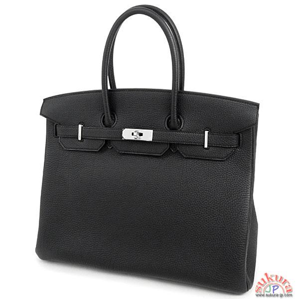 エルメス バーキン コピー 35cm ブラック×シルバー金具 トゴ Q刻印 QK17-G