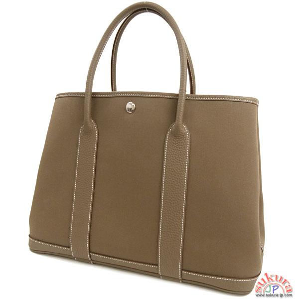 エルメス ハンドバッグ ガーデンパーティPM エトゥープ×シルバー金具 P刻印