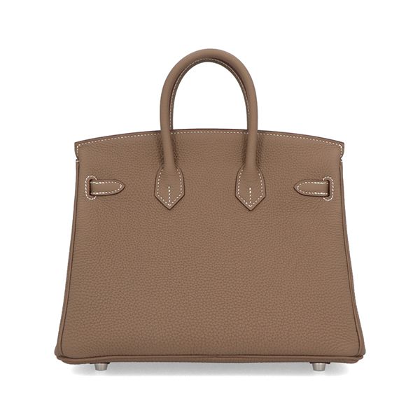 エルメス バーキン 偽物 25 cm ハンドバッグ エトゥープ シルバー金具 ヴォーエプソン Q刻印 エルメス Birkin バッグ