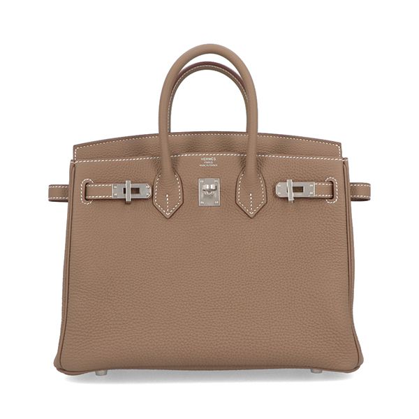 エルメス バーキン 偽物 25 cm ハンドバッグ エトゥープ シルバー金具 ヴォーエプソン Q刻印 エルメス Birkin バッグ