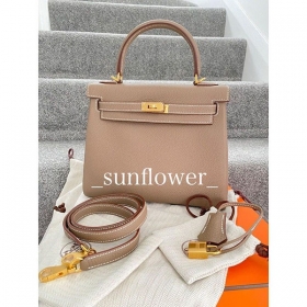 超人気エルメス ケリー 偽物 Kelly 25cm エトゥープ/ゴールド金具