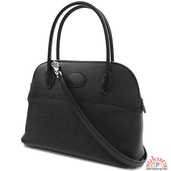 エルメス ハンドバッグ ボリード 27 cm ブラック×シルバー金具 Q刻印 QL21-S