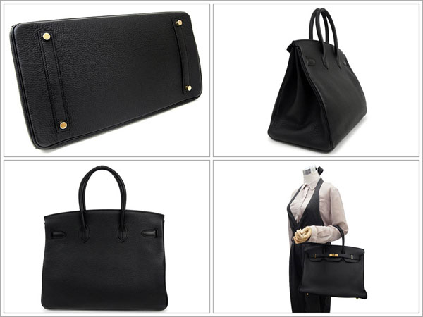 エルメス バーキン スーパーコピー 35 cm ハンドバッグ ブラック×ゴールド金具 トゴ Q刻印 エルメス Birkin バッグ 黒QJ18-GZ