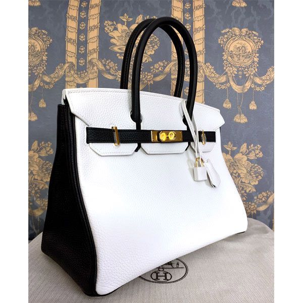 エルメス バーキン 偽物 30 Birkin パーソナルオーダー 白黒 G金具