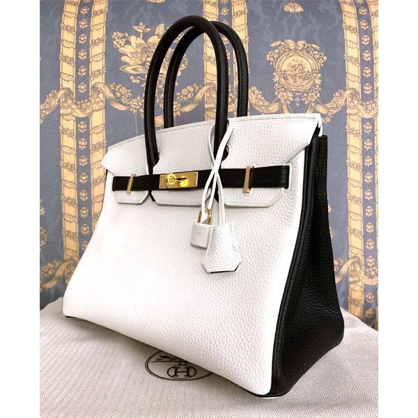 エルメス バーキン 偽物 30 Birkin パーソナルオーダー 白黒 G金具