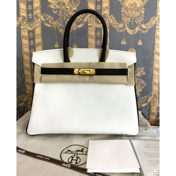 エルメス バーキン 偽物 30 Birkin パーソナルオーダー 白黒 G金具
