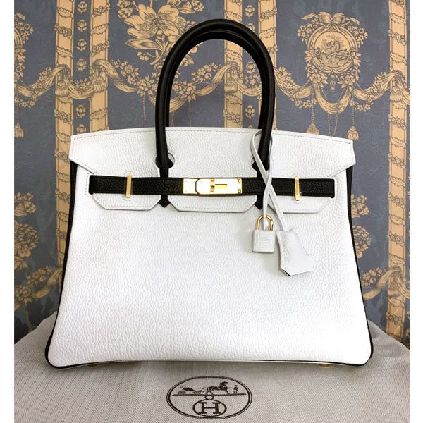 エルメス バーキン 偽物 30 Birkin パーソナルオーダー 白黒 G金具