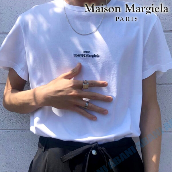 21SS【メゾンマルジェラ Tシャツ コピー】ディストーテッド ロゴTシャツ コットン100％