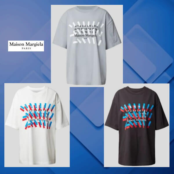 ☆メゾンマルジェラ Tシャツ 偽物☆マルジェラ トミーキャッシュ 偽物 テーププリントロゴTシャツ