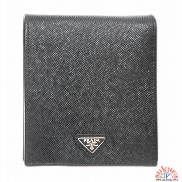 プラダ MEN\'S SAF.BICOLOREメタルロゴ付きコンパクト2つ折り財布 2M0738 C5S C0Y