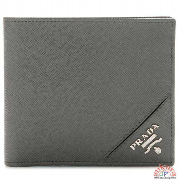 プラダ MEN\'S SAF.METAL型押しレザー2つ折り財布 2M0738 QME 048