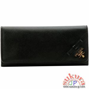 プラダ SAFFIANO FIOCCO METAL2つ折り長財布 1M1132 2AEE 002