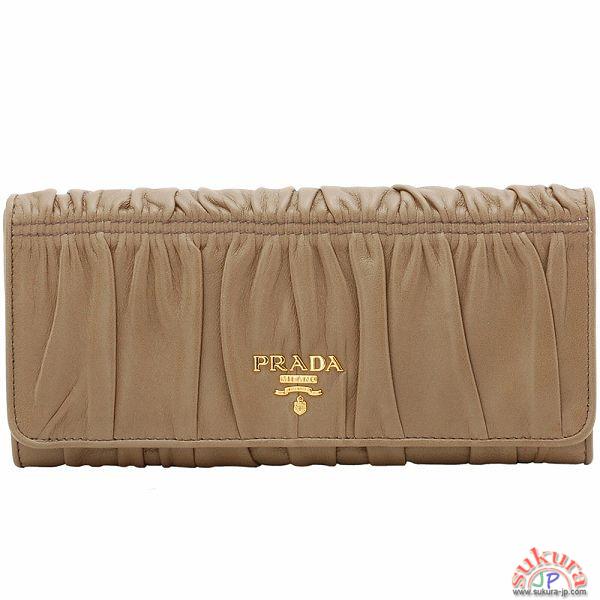 プラダ NAPPA GAUFREメタルロゴ付き2つ折りギャザー長財布 1M1132 QRD 314