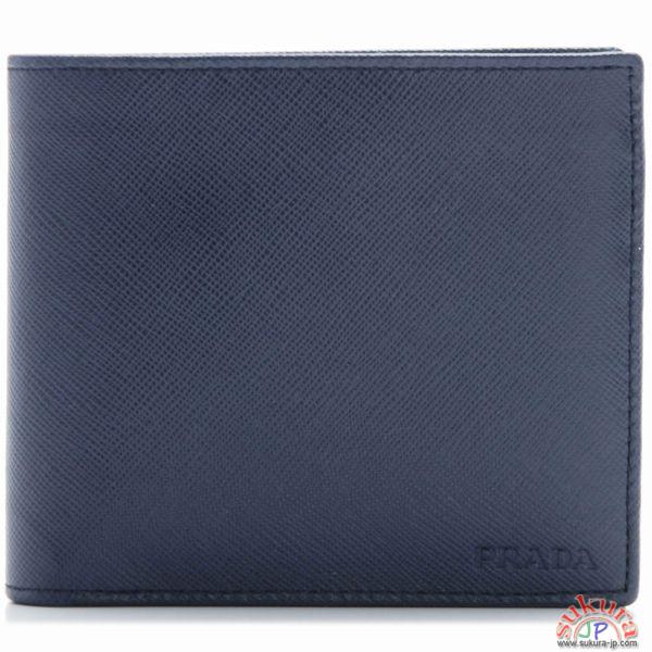 プラダ メンズ SAFFIANOロゴ型押しコンパクト折り財布 2M0738 053 216