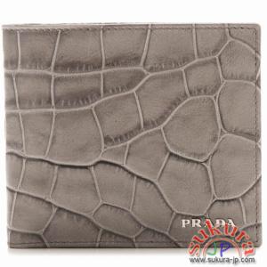 プラダ MEN\'S ST.COCCO型押しレザー2つ折り財布 2M0738 1U5 031