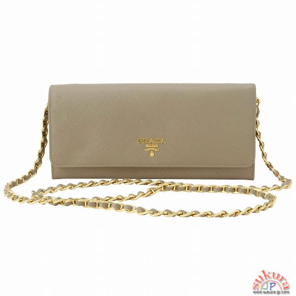 プラダ SAFFIANO METAL OROチェーンストラップ付き長財布 1M1290 QWA 572