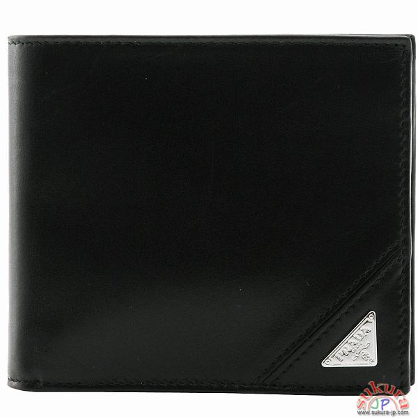 プラダ VITELLO TRIANGOLOロゴプレート付き2つ折り財布 2M0738 ZTD F0002