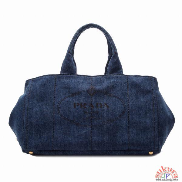 プラダ カナパ コピー DENIMロゴプリントキャンバストートバッグ B1872B
