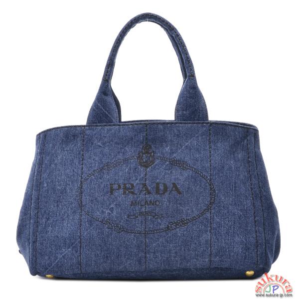 プラダ カナパ コピー DENIMロゴプリントキャンバストートバッグ B1877B