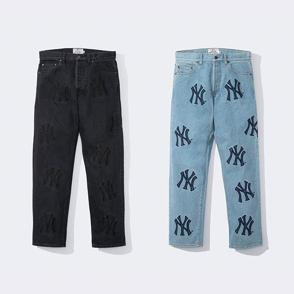 FW21 シュプリーム x ニューヨーク ヤンキース 偽物 デニム レギュラー ジーンズ ヤンキース デニム