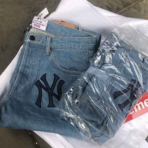 FW21 シュプリーム x ニューヨーク ヤンキース 偽物 デニム レギュラー ジーンズ ヤンキース デニム