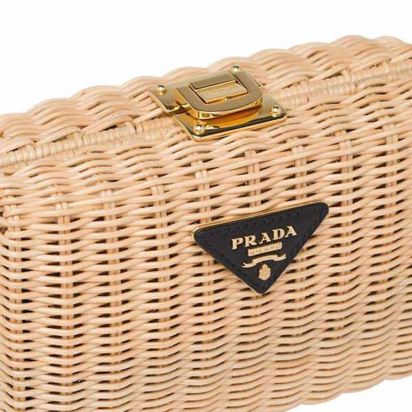 プラダ カゴバッグ コピー☆2021日本未発売新作 PRADA☆ウィッカー*クラッチ&ショルダーかごバッグ＊2色 1BF075_2BZV_F0I55