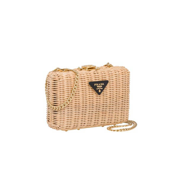プラダ カゴバッグ コピー☆2021日本未発売新作 PRADA☆ウィッカー*クラッチ&ショルダーかごバッグ＊2色 1BF075_2BZV_F0I55