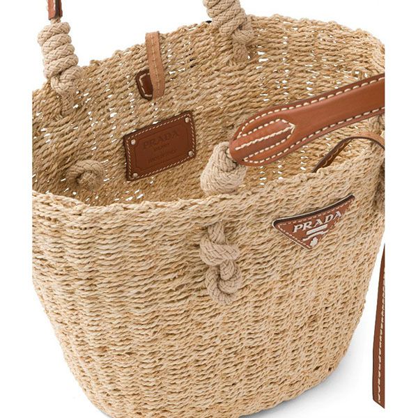 プラダ かごバッグ 偽物★かごBAG★ナチュラルファイバーxレザー バッグ 1BG325_2DJD_F0A5T