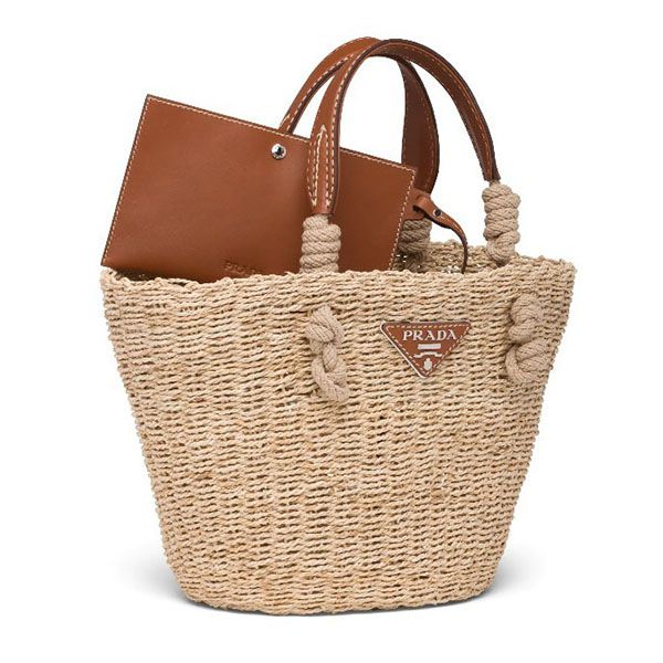 プラダ かごバッグ 偽物★かごBAG★ナチュラルファイバーxレザー バッグ 1BG325_2DJD_F0A5T