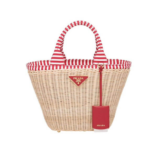 プラダ かごバッグ 偽物 2021春夏 早い者勝ち PRADA ウィッカーxキャンバス カゴバッグ 1BG172VOOY2E28 F0I55
