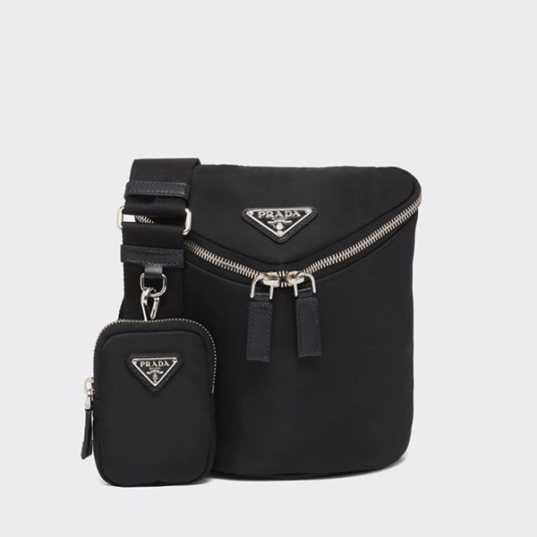 【プラダ】22SS Re-Nylon xレザー スーパーコピーショルダーバッグ ロゴ入り