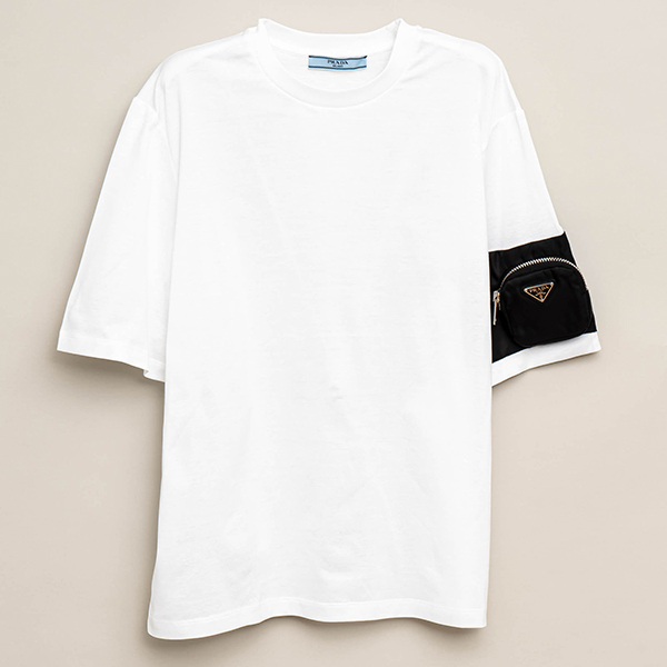 プラダ トライアングルロゴポーチ Tシャツ スーパーコピーコットン【追跡付】