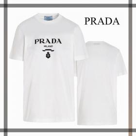 新色☆希少 プラダ☆ロゴ刺繍コットンTシャツ スーパーコピー