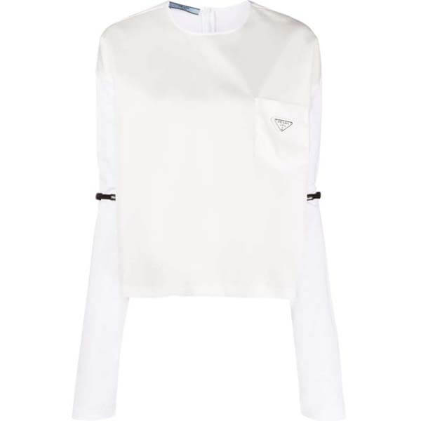 ★プラダ Tシャツ コピー★Re Nylon コットンTシャツ White F0009_S_202