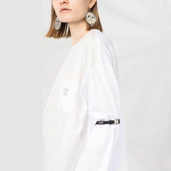 ★プラダ Tシャツ コピー★Re Nylon コットンTシャツ White F0009_S_202