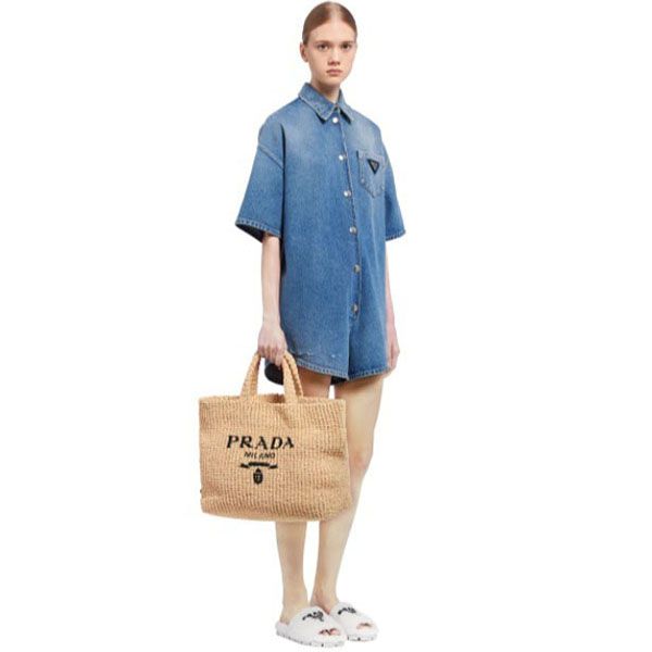 雑誌付録 プラダ ストローバッグ 偽物 プラダ かごバッグ 2023SS Raffiatotebag★ラフィアトートバッグ 1BG392_2A2T_F0018_V_OOL