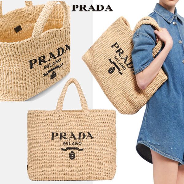 雑誌付録 プラダ ストローバッグ 偽物 プラダ かごバッグ 2023SS Raffiatotebag★ラフィアトートバッグ 1BG392_2A2T_F0018_V_OOL