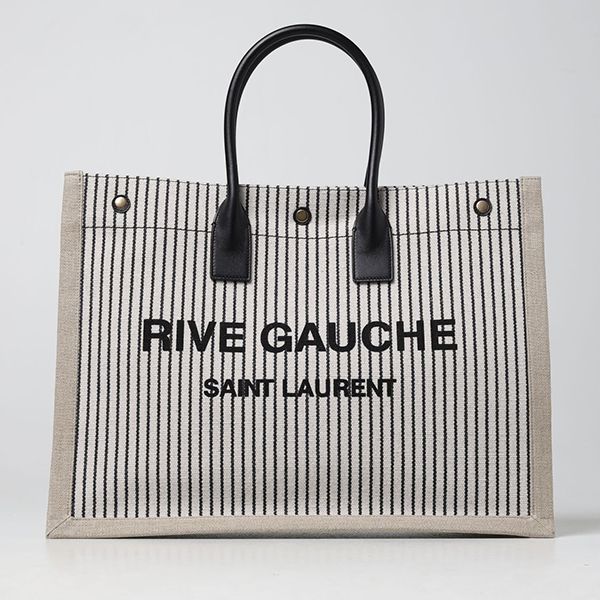 サンローラン Rive Gauche トートバッグ 偽物ストライプ キャンバス 499290FAADH