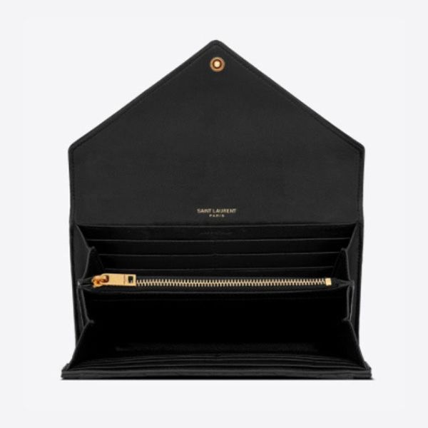 高級感【サンローラン】ロゴ キルティング ウォレットコピー 長財布 6866941EL071000
