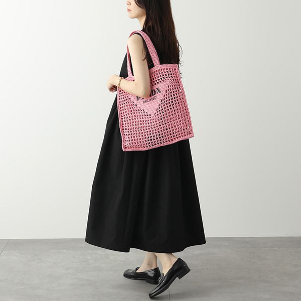 ラフィアトートバッグ プラダ 偽物 プラダ かごバッグ コピー■ストローバッグ Raffia tote bag メッシュ ロゴ 新作 1BG393_2A2T_F0009_V_OOO