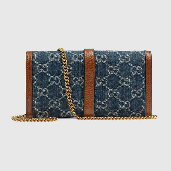 グッチ 長財布 偽物【グッチ】GG Denim 〔ジャッキー 1961〕チェーンウォレット 652681 2KQGG 8375